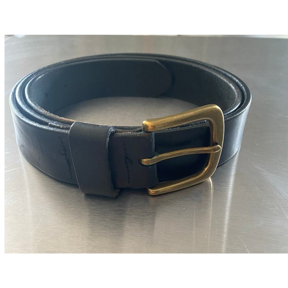 Duluth Trading Everyday Work Belt Men Sz 42 Black Leather Made in USA